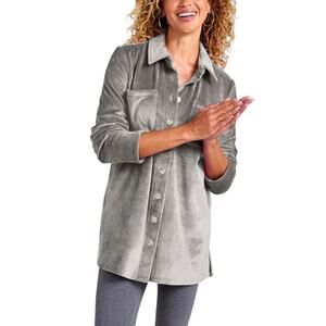 Soft Surroundings Ultimate Gray Old Softie Shirt Faux Micro Mink Small